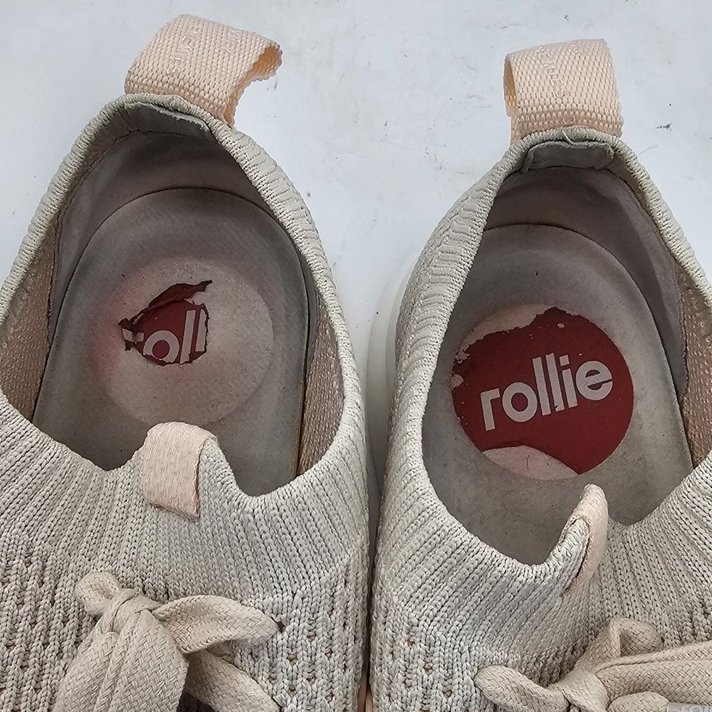 Rollie Bone & Blush Bolt Overlay Lace UpRound Toe Breathable Sneaker Size 9 - Picture 7 of 10